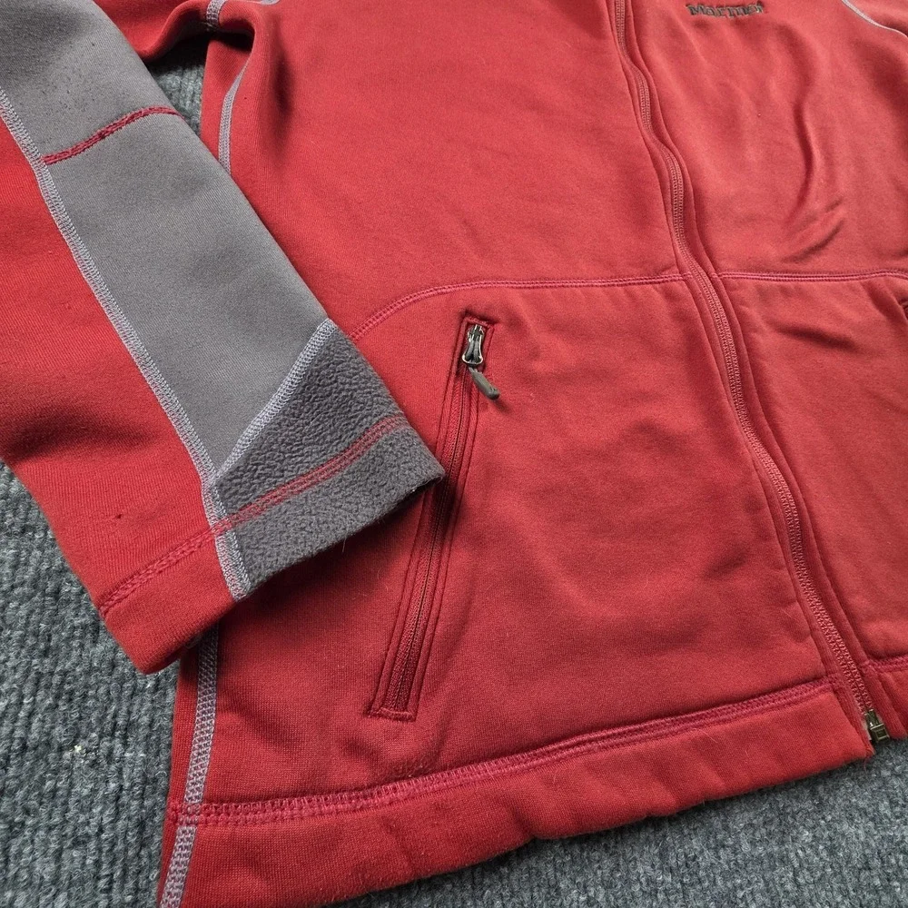 Marmot Mens M Red Full Zip‎ Fleece Jacket Lightweight Outdoor Layering Polartec